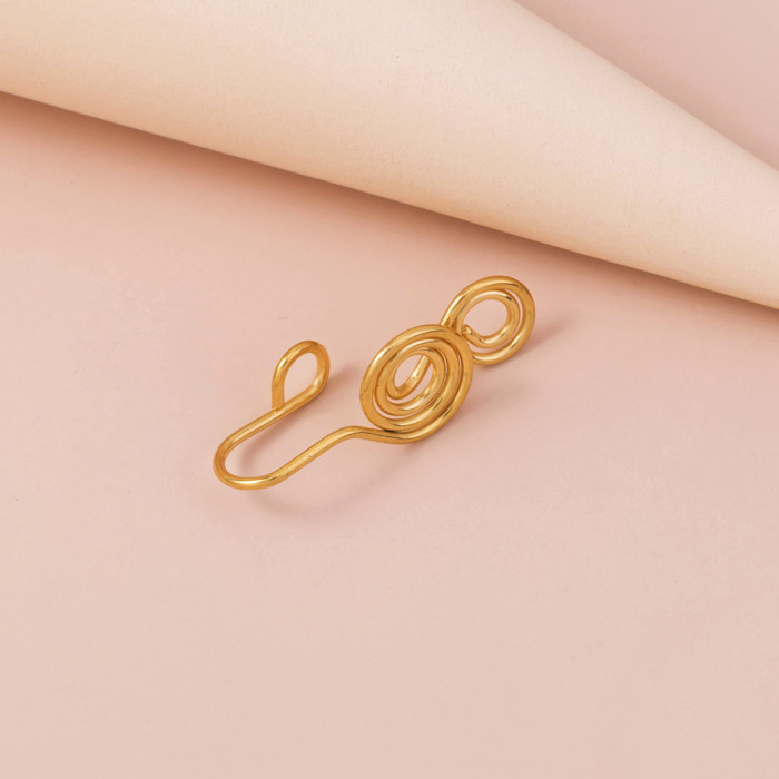 Gold Stainless Steel Nose Nail Simple No Puncture Exaggerated Nose Ring Hand Circled Heart-Shaped Nose Ornament