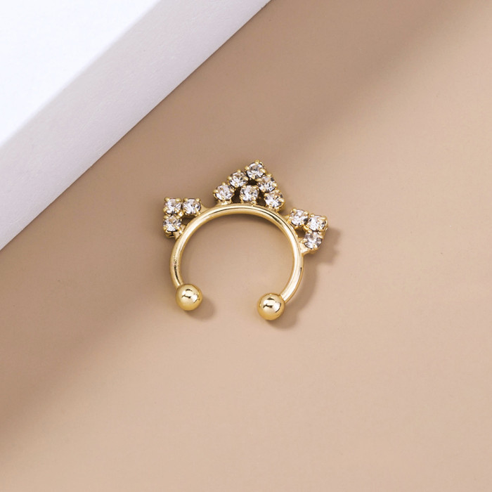 Popular Crown Crystal Diamond Nose Ring Niche Design Nasal Bone Nail Puncture Personalized Nasal Nail Nose Ornament Lady
