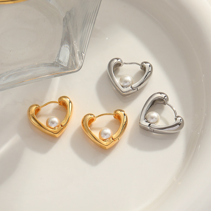 Pearl Love Earrings Women Niche Design Earrings Simple Lovely Fashion Light Luxury Versatile Earrings