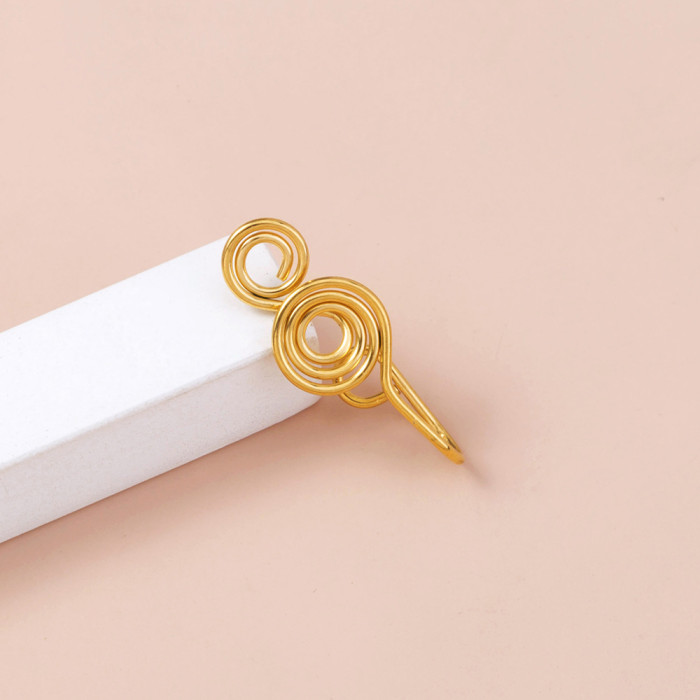Gold Stainless Steel Nose Nail Simple No Puncture Exaggerated Nose Ring Hand Circled Heart-Shaped Nose Ornament