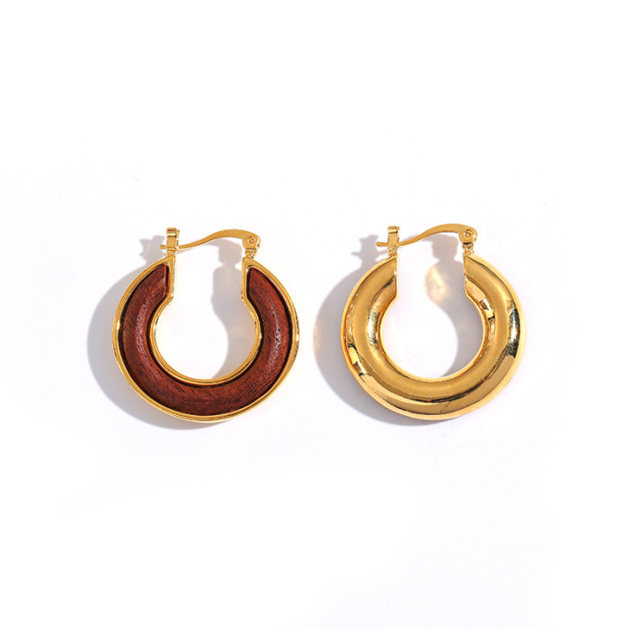 Hoop Earrings Women'S Light Luxury Retro 18K Gold Plated Earrings Fashion Style Versatile Niche Design Earrings