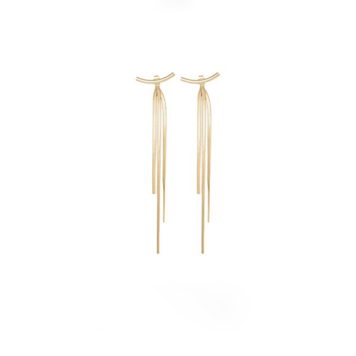 Tassel Long Earrings Women Metal Snake Bone Chain Earrings Style Show Face Thin Earrings Design Simple Earrings