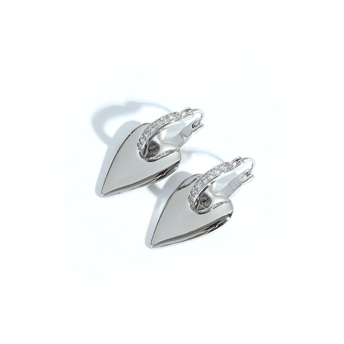 Love Earrings Women Light Luxury Peach Heart Cold Wind Earrings Personalized Zircon Simple Versatile Earrings