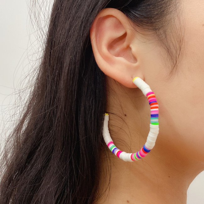 Fashion Jewelry Personality Simple Color Earrings Retro National Style Soft Ceramic Earrings