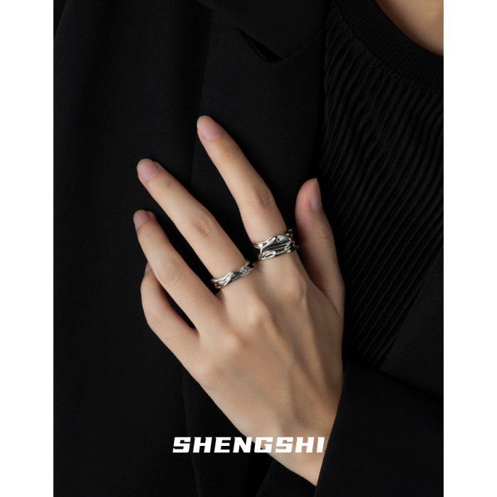Women's Ring Is Unique Designer Style Simple Irregular Opening Texture Non Fading Index Finger Ring