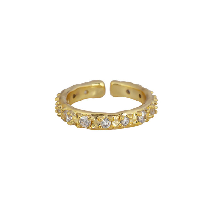Unique Designer Style Simple And Minimalist Lava Texture Is Full Of Diamonds, And The Opening Female Ring Is Luxurious