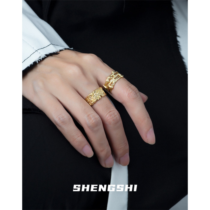 Women's Ring Is Unique Designer Style Irregular Concave Texture Exaggerated Liquid Finger Ring