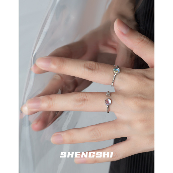 New Zhe Mei Moonlight Stone Ring Unique Designer Simple Open Index Finger Female Ring