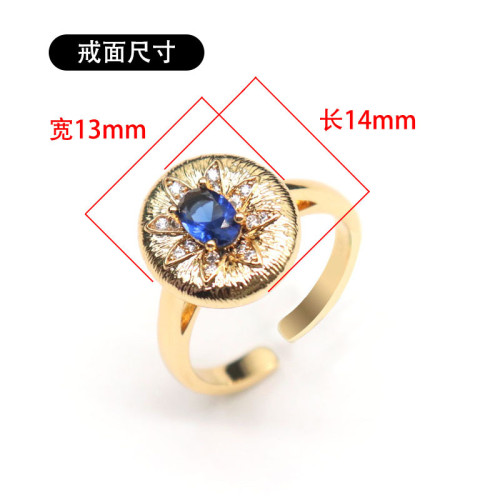 Jewelry Court Geometry Micro Inlay Imitation Dove Egg Open Ring Unique Designer Two-Color Brushed Ring
