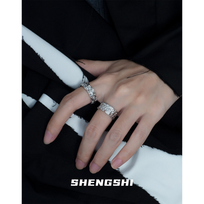 Women's Ring Is Unique Designer Style Simple Irregular Texture Flow Adjustable Index Finger Ring