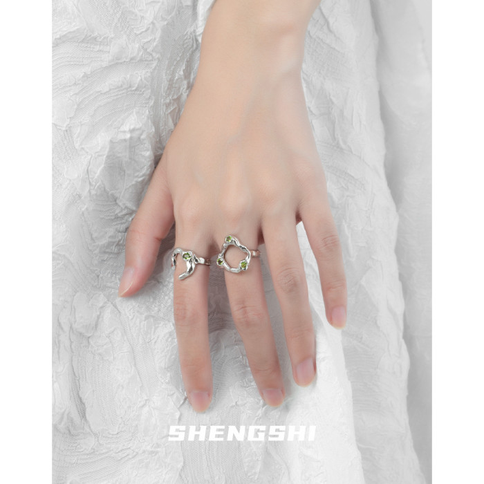 Unique Designer Style Of Women's Ring, Simple Irregular Face Inlaid With Zircon, Adjustable And Non Fading Index Finger