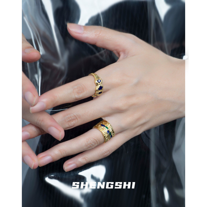 Women's Ring Is Unique Designer Style With Simple Irregular Texture, Glue Dripping Opening And Fashionable Index Finger Ring