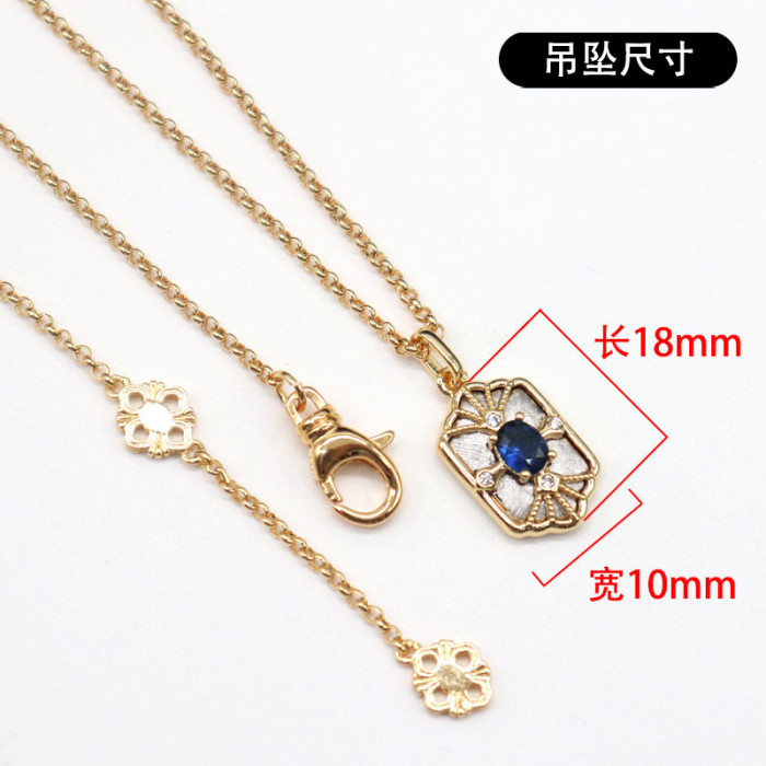 Italian Geometric Square Brushed Pendant Necklace Female Xiaoxiang Luxurious Square Brand Only Clavicle Chain