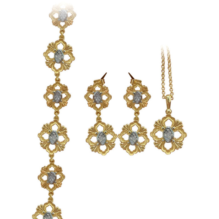 Jewelry Clover Jewelry Set Female Hollow Clover Necklace Bracelet Earrings Three Piece Set