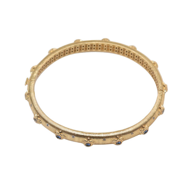 Vintage Brushed Open Bracelet Female Fashion Celebrity Micro Inlaid Zircon 18K Gold Bracelet Girlfriends Bracelet