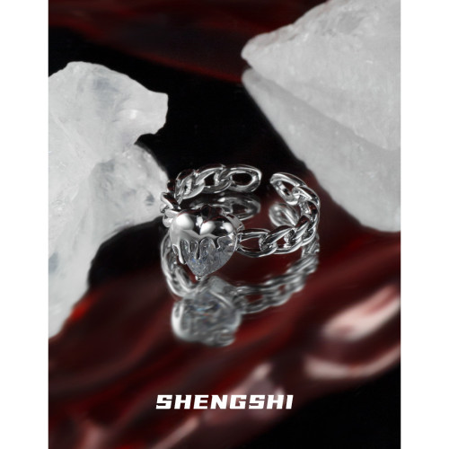 Unique Designer Style Of Women's Ring Is A Simple And Non Fading Fused Marble Love Zircon Open Ring