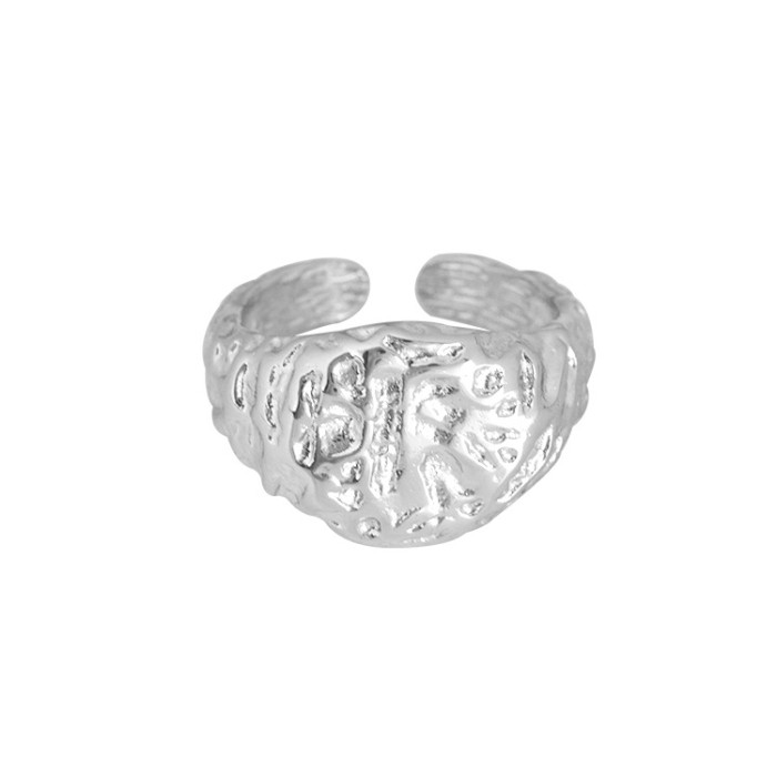Female Ring Does Not Fade. Unique Designer Has Irregular Concave Convex Texture And Simple Index Finger Ring