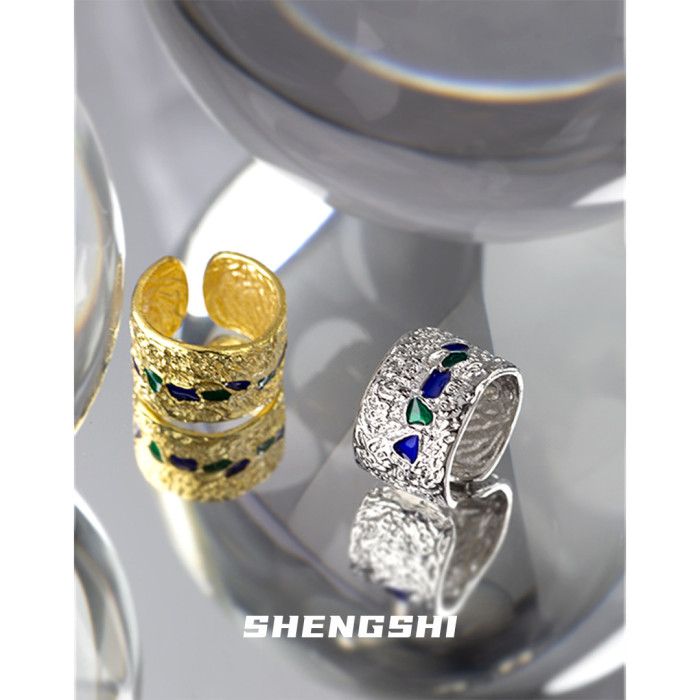 Women's Ring Is Unique Designer Style With Simple Irregular Texture, Glue Dripping Opening And Fashionable Index Finger Ring