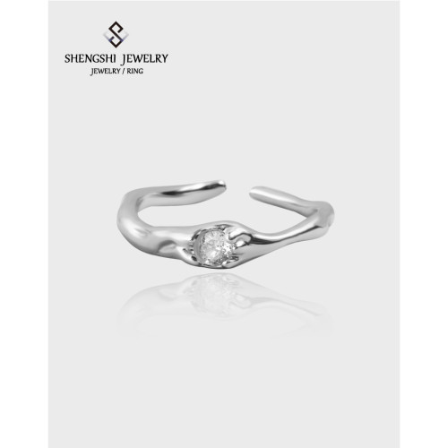 The Ring Does Not Fade. Unique Designer Is Simple Irregular Zircon Gentle Diamond Ring Woman