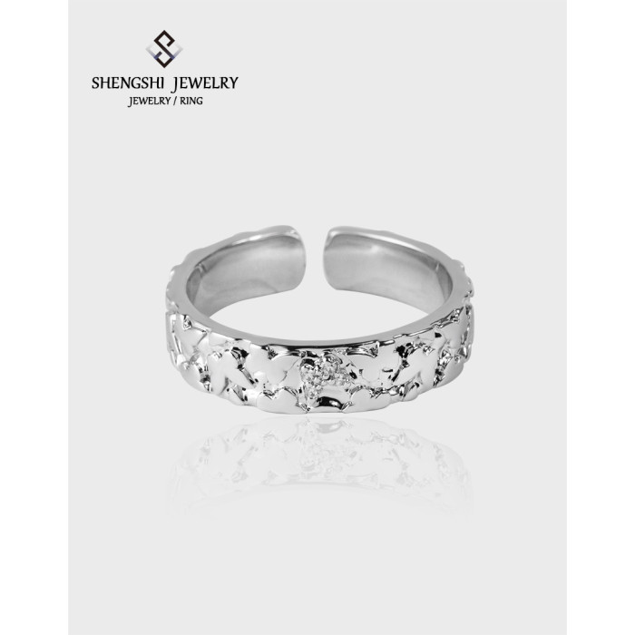 Unique Designer Simple Irregular Texture Butterfly Smooth Plain Circle Open Ring For Women
