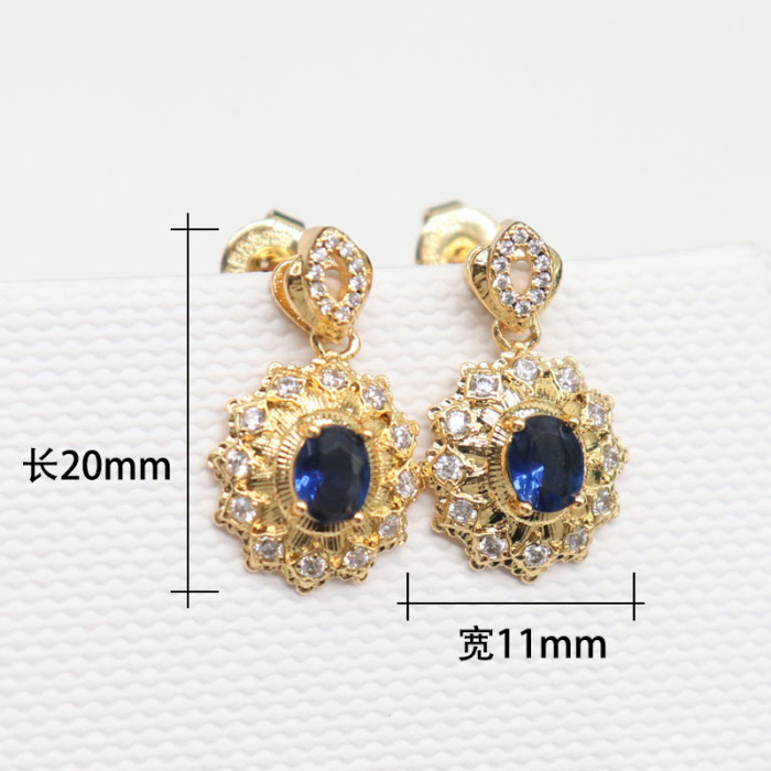 Hepburn Court Ornaments Lace Oval Earrings Earrings Women's Simple Micro Inlaid Geometric Earrings