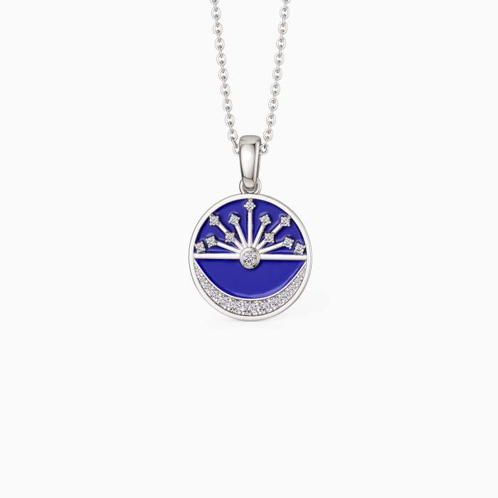 Celestial Moonlight Enamel Pendant Necklace