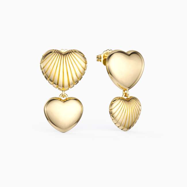 Double Heart Dangle Earrings