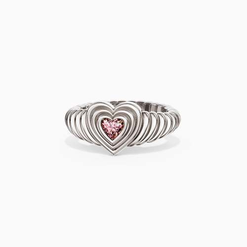 Timeless Enchanted Pink Heart Echo Wavy Pinky Signet Ring