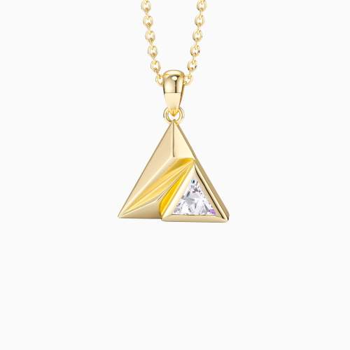 Triangle Pyramid Trillion Cut Pendant Necklace
