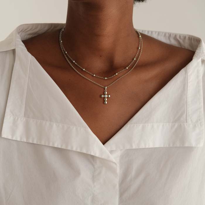 Sterling Silver Circle Cross Necklace