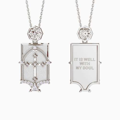 It Is Well With My Soul Cross Dome Engraved Necklace