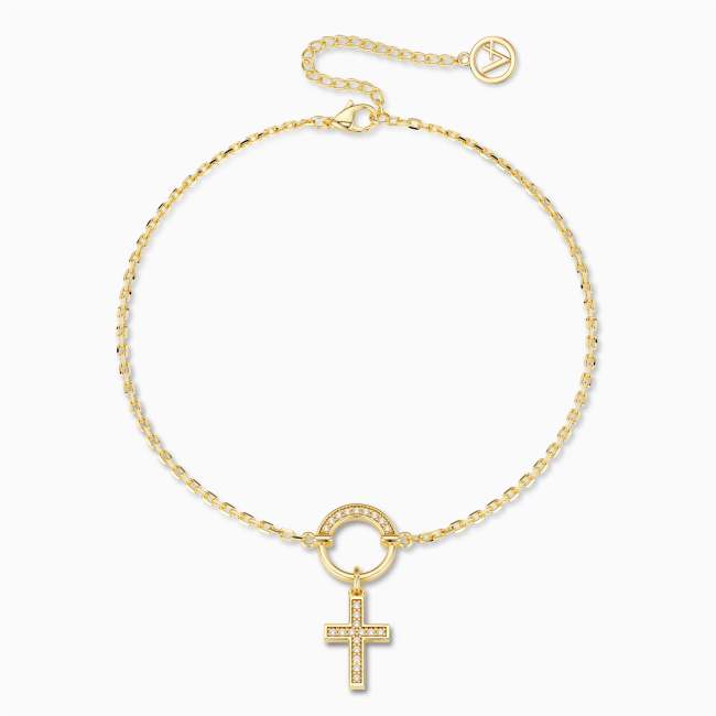 Gold Sterling Silver Cross Bracelet