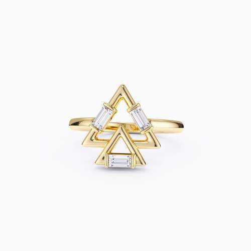 Trinity Triangle Duo Charm Baguette Stone Ring