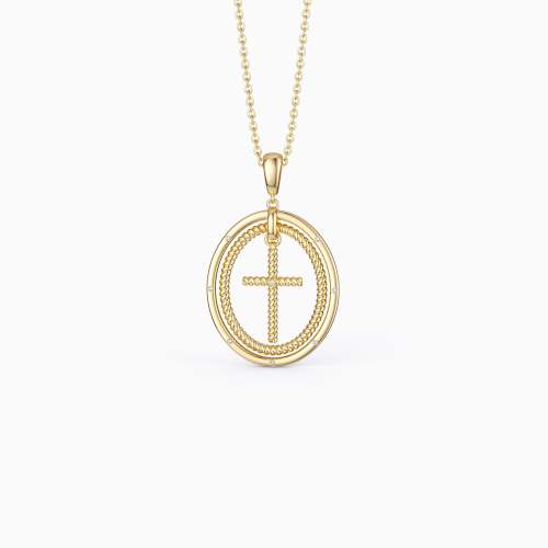 Oval Cross Cord Necklace