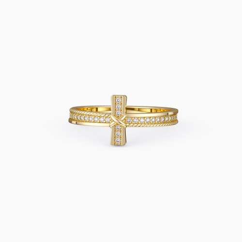 Cord X Cross Stackable Ring
