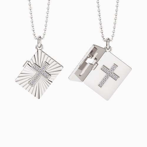 Bible Locket Cross Pendant Necklace