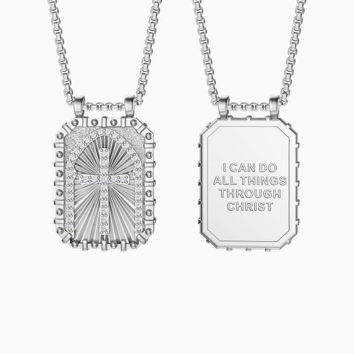 I Can Do All Things Through Christ Cross Engraved Necklace