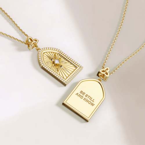 Be Still And Know Cross Medallion Pendant Engraved Necklace