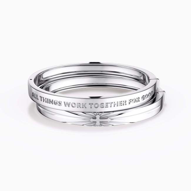 All Things Work Together For Good Cross Engraved Bangle