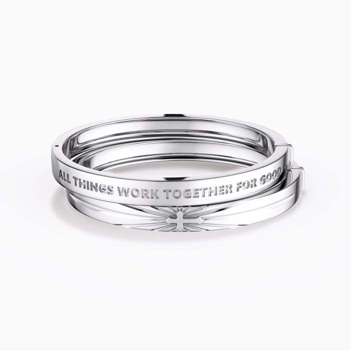 All Things Work Together For Good Cross Engraved Bangle