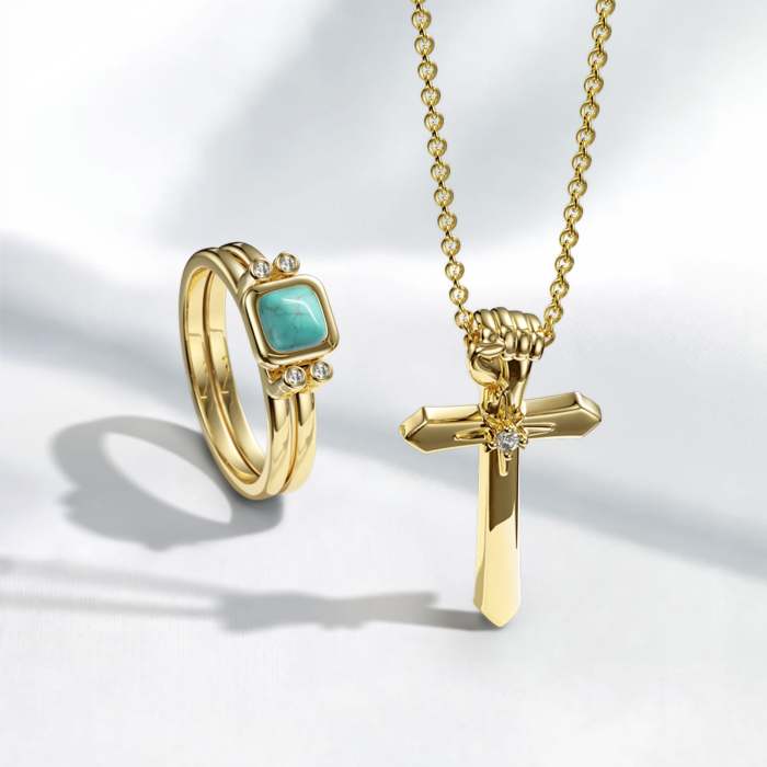 Engraved Faith Turquoise Reversible Flip Fidget Ring