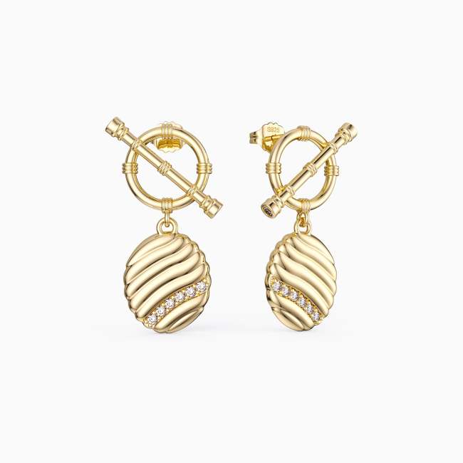 Oval Contour Drop Earrings