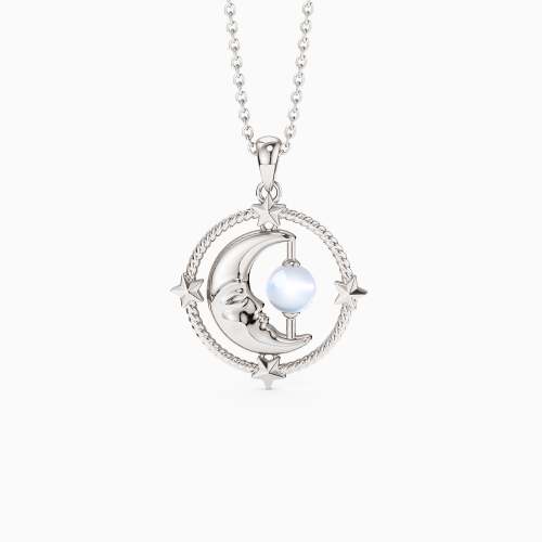 'Love You To The Moon and Back' Kissing Moon & Star with Pearl Necklace