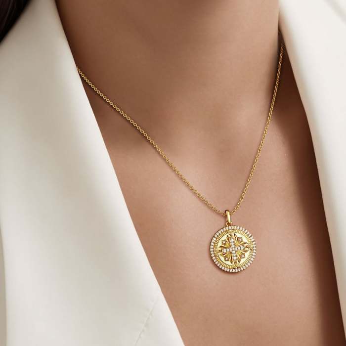 Divine Radiance Cross Protection Prayer Medallion Pendant Necklace - Without Engravement