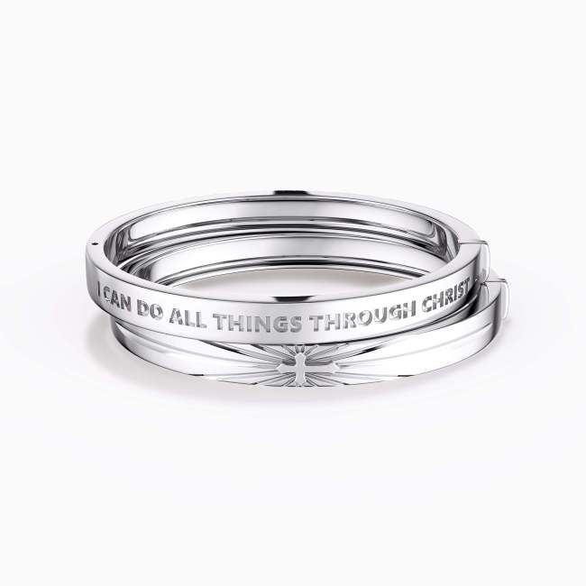 I Can Do All Things Through Christ Cross Engraved Bangle