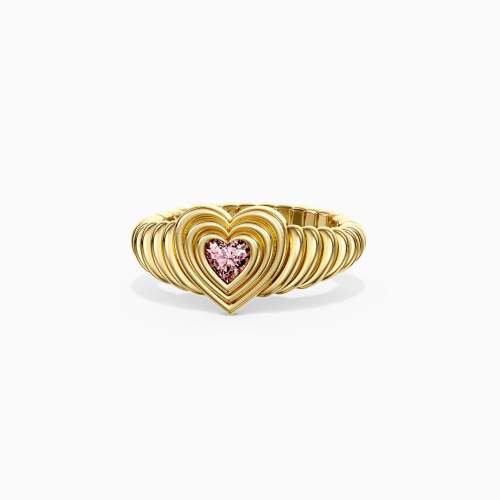 Timeless Enchanted Pink Heart Echo Wavy Pinky Signet Ring