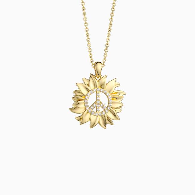 Gold Peace Sunflowers Necklace
