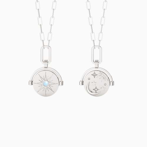 ‘Believe In Your Own Magic’ Celestial Spinning Medallion Amulet Necklace