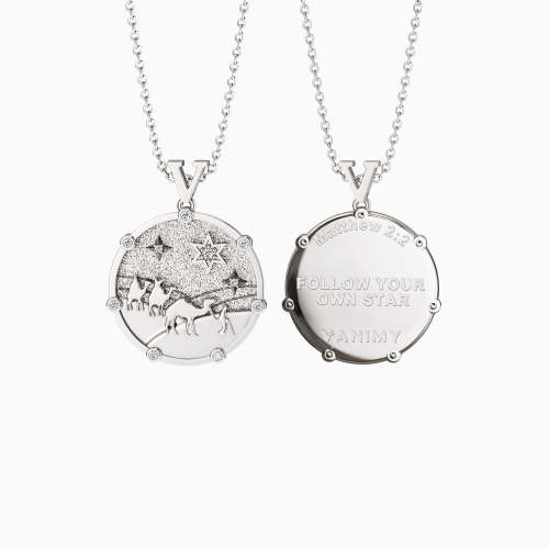 Promised Land Follow Your Star Three Wise Men Coin Medallion Necklace
