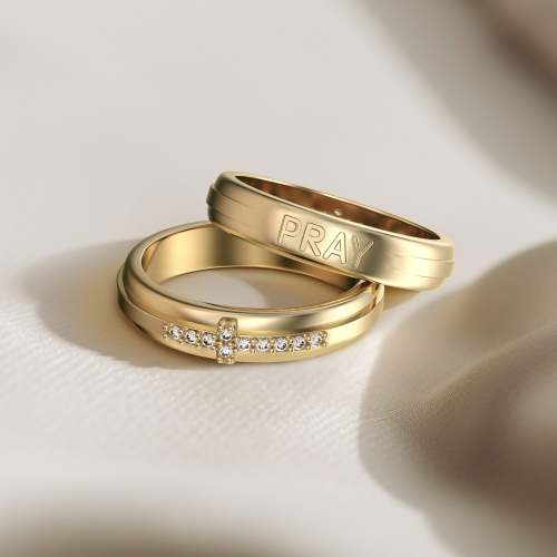 Cross Pray Bands Ring - Gold Vermeil